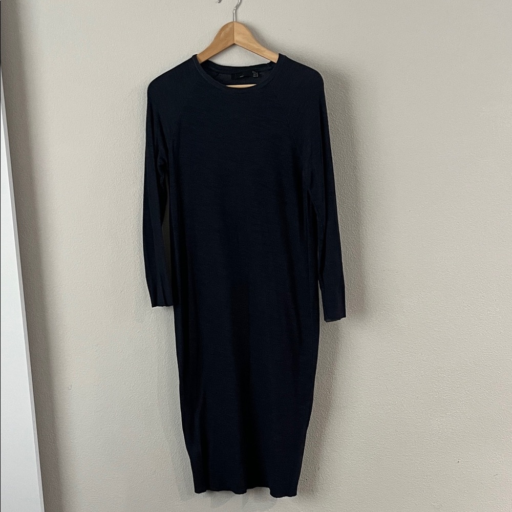 Zara Women's Navy Long Sleeve Knit Long Dress M